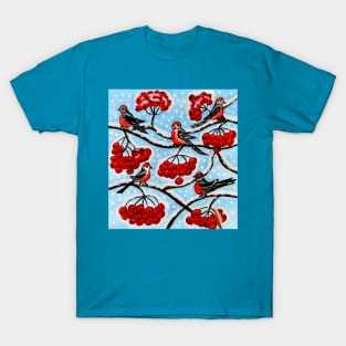 Bullfinches with ash berries T-Shirt